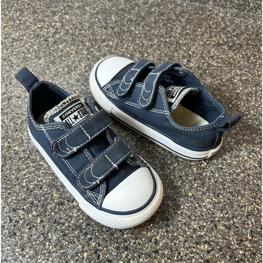 Converse All Star Kids Toddler Infant Size 7 Blue Canvas Sneaker Low Top Snap On